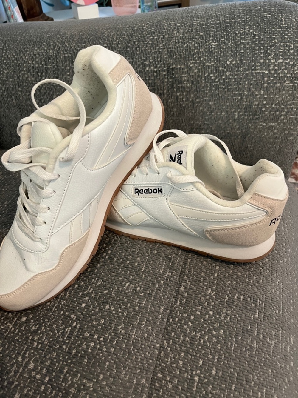 Reebok White Sneakers with Beige Accents